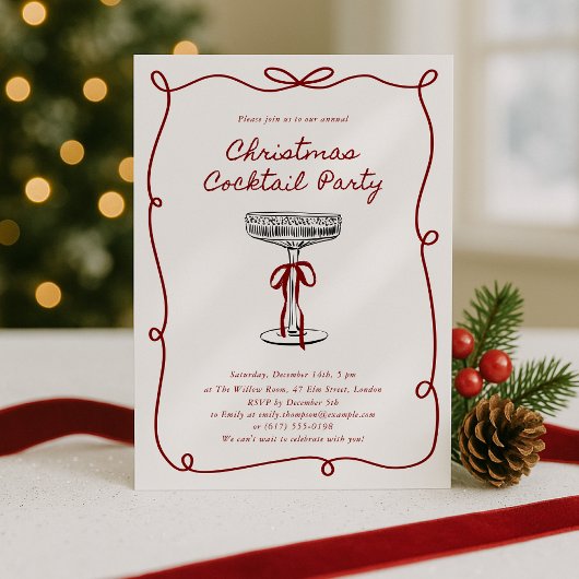 Whimsical Hand Drawn Christmas Cocktail Party Kaart