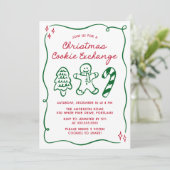 Whimsical Hand-Drawn Christmas Cookie Exchange Kaart (Staand voorkant)
