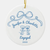 Whimsical Hand Drawn Christmas Engaged Keramisch Ornament (Voorkant)