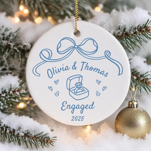 Whimsical Hand Drawn Christmas Engaged Keramisch Ornament