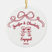 Whimsical Hand Drawn Christmas Engaged Keramisch Ornament (Voorkant)