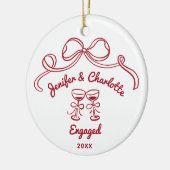 Whimsical Hand Drawn Christmas Engaged Keramisch Ornament (Links)