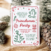 Whimsical Hand Drawn Christmas Friendsmas Party Kaart