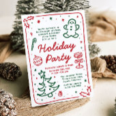 Whimsical Hand Drawn Christmas Holiday Party Kaart