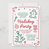 Whimsical Hand Drawn Christmas Holiday Party Kaart (Voorkant)