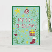 Whimsical Hand-Drawn Christmas Kaart met Mistletoe (Voorkant)