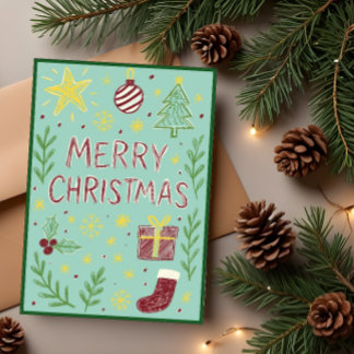 Whimsical Hand-Drawn Christmas Kaart met Mistletoe