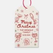 Whimsical Hand Drawn Christmas Party  Cadeaulabel (Voorkant)