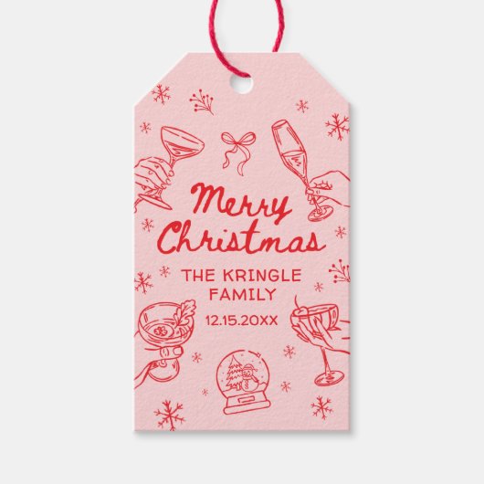 Whimsical Hand Drawn Christmas Party  Cadeaulabel (Voorkant)