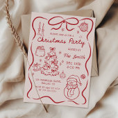 Whimsical Hand Drawn Christmas Party Invitation Kaart
