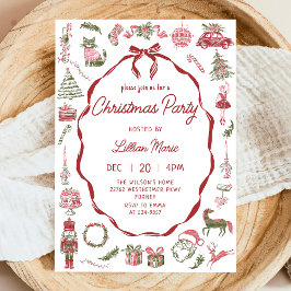 Whimsical Hand Drawn Christmas Party Invitation Kaart