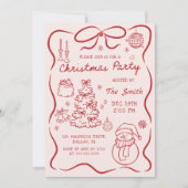 Whimsical Hand Drawn Christmas Party Invitation Kaart (Voorkant)
