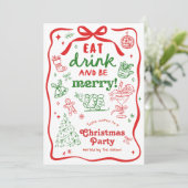 Whimsical Hand Drawn Christmas Party Kaart (Staand voorkant)