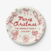 Whimsical Hand Drawn Christmas Party Papieren Bordje (Voorkant)