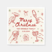 Whimsical Hand Drawn Christmas Party  Servet (Voorkant)