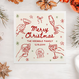 Whimsical Hand Drawn Christmas Party Servet