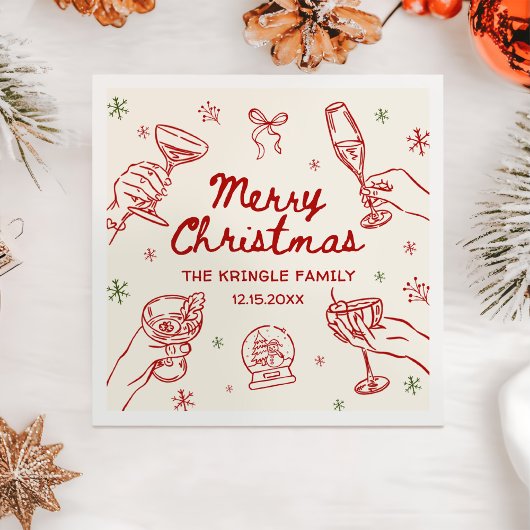 Whimsical Hand Drawn Christmas Party  Servet