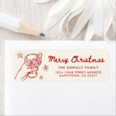Whimsical Hand Drawn Christmas Return Address Etiket (Insitu)