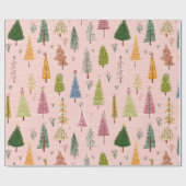 Whimsical Hand-Drawn Christmas Tree Cadeaupapier (Vlak)