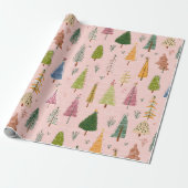 Whimsical Hand-Drawn Christmas Tree Cadeaupapier (Uitgerold)