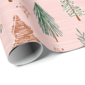 Whimsical Hand-Drawn Christmas Tree Cadeaupapier (Rol Hoek)