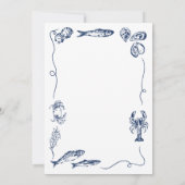 Whimsical Hand Drawn Coastal Navy Blue Wedding Kaart (Achterkant)