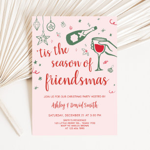 Whimsical Hand Drawn Cocktail Christmas Party Kaart