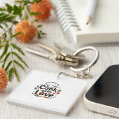 Whimsical Hand-Drawn "Cook with Love" Logo with Ch Sleutelhanger (Voorkant Rechts)