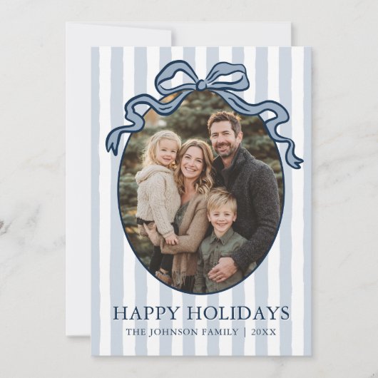 Whimsical Hand Drawn Coquette Bow Family Photo Feestdagenkaart (Voorkant)