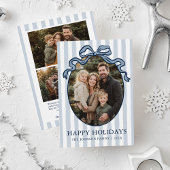 Whimsical Hand Drawn Coquette Bow Family Photo Feestdagenkaart