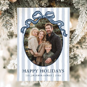 Whimsical Hand Drawn Coquette Bow Family Photo Feestdagenkaart