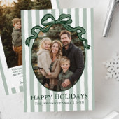 Whimsical Hand Drawn Coquette Bow Family Photo Feestdagenkaart