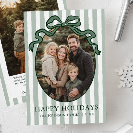 Whimsical Hand Drawn Coquette Bow Family Photo Feestdagenkaart