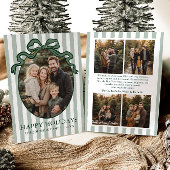 Whimsical Hand Drawn Coquette Bow Family Photo Feestdagenkaart