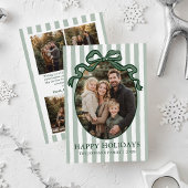 Whimsical Hand Drawn Coquette Bow Family Photo Feestdagenkaart