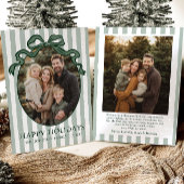 Whimsical Hand Drawn Coquette Bow Family Photo Feestdagenkaart