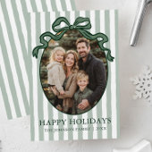 Whimsical Hand Drawn Coquette Bow Family Photo Feestdagenkaart