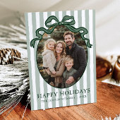 Whimsical Hand Drawn Coquette Bow Family Photo Feestdagenkaart