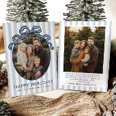 Whimsical Hand Drawn Coquette Bow Family Photo Feestdagenkaart