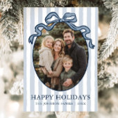 Whimsical Hand Drawn Coquette Bow Family Photo Feestdagenkaart