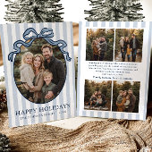 Whimsical Hand Drawn Coquette Bow Family Photo Feestdagenkaart