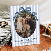 Whimsical Hand Drawn Coquette Bow Family Photo Feestdagenkaart