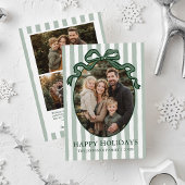 Whimsical Hand Drawn Coquette Bow Family Photo Feestdagenkaart