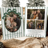 Whimsical Hand Drawn Coquette Bow Family Photo Feestdagenkaart