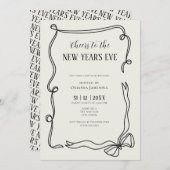 Whimsical Hand Drawn Coquette New Years Eve Party Kaart (Voorkant / Achterkant)