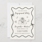 Whimsical Hand Drawn Cream Engagement Party Kaart (Voorkant)