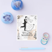 Whimsical Hand-Drawn Dancing Couple Disco Wedding  Flyer (Enkel)