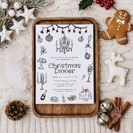 Whimsical Hand Drawn Dinner Party Kaart