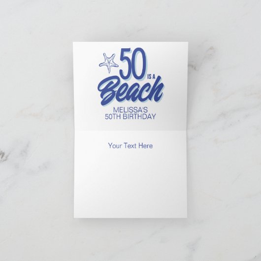 Whimsical Hand Drawn Doodle 50e Strand Verjaardag Bedankkaart (Binnen)