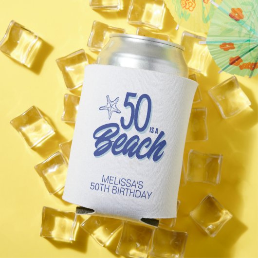 Whimsical Hand Drawn Doodle 50e Strand Verjaardag Blikjeskoeler (Insitu Zomer)